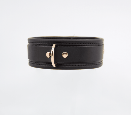 Padded Leather Collar - Gold Hardware - divasdenau