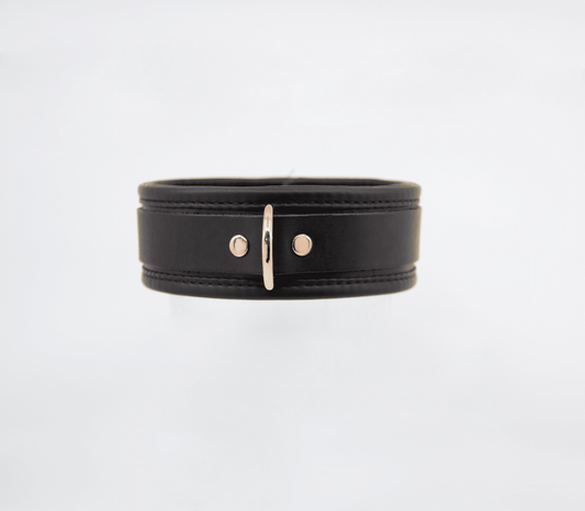 Padded Leather Collar - Rose Gold Hardware - divasdenau
