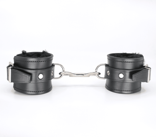 Sheepskin Lined Leather Cuffs - divasdenau