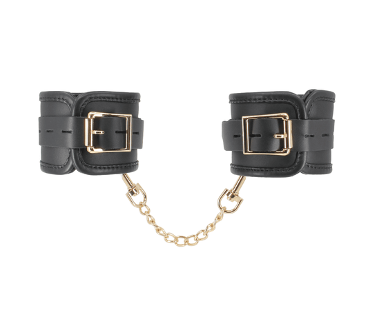 Padded Leather Cuffs - Gold Hardware - divasdenau