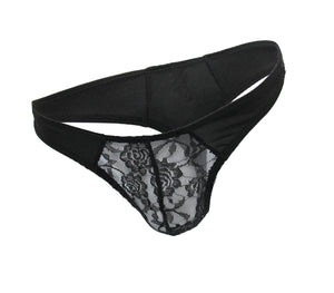 Love in Leather - Lace Pouch G-String Black