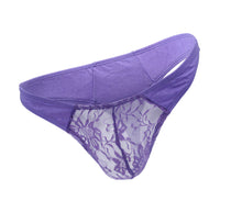 Load image into Gallery viewer, Love in Leather - Lace Pouch G-String Purple