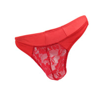 Load image into Gallery viewer, Love in Leather - Lace Pouch G-String Red