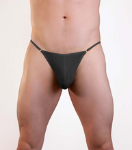 Load image into Gallery viewer, Love in Leather - Lycra G-String Black