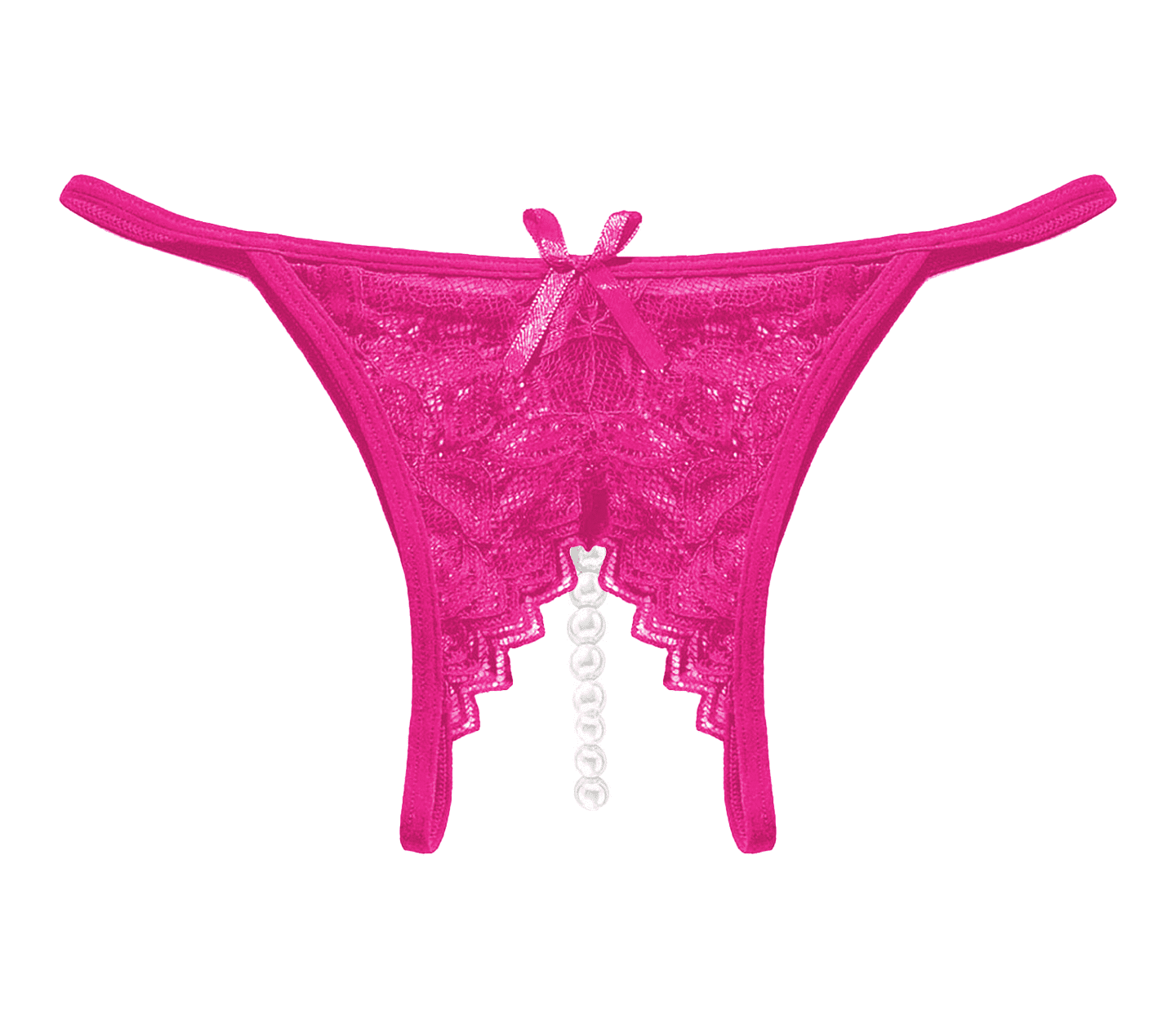 Crotchless Pearls Panty - Hot Pink - divasdenau