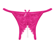 Load image into Gallery viewer, Love in Leather - Crotchless Pearls Panty - Hot Pink