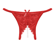 Load image into Gallery viewer, Love in Leather - Crotchless Pearls Panty - Red