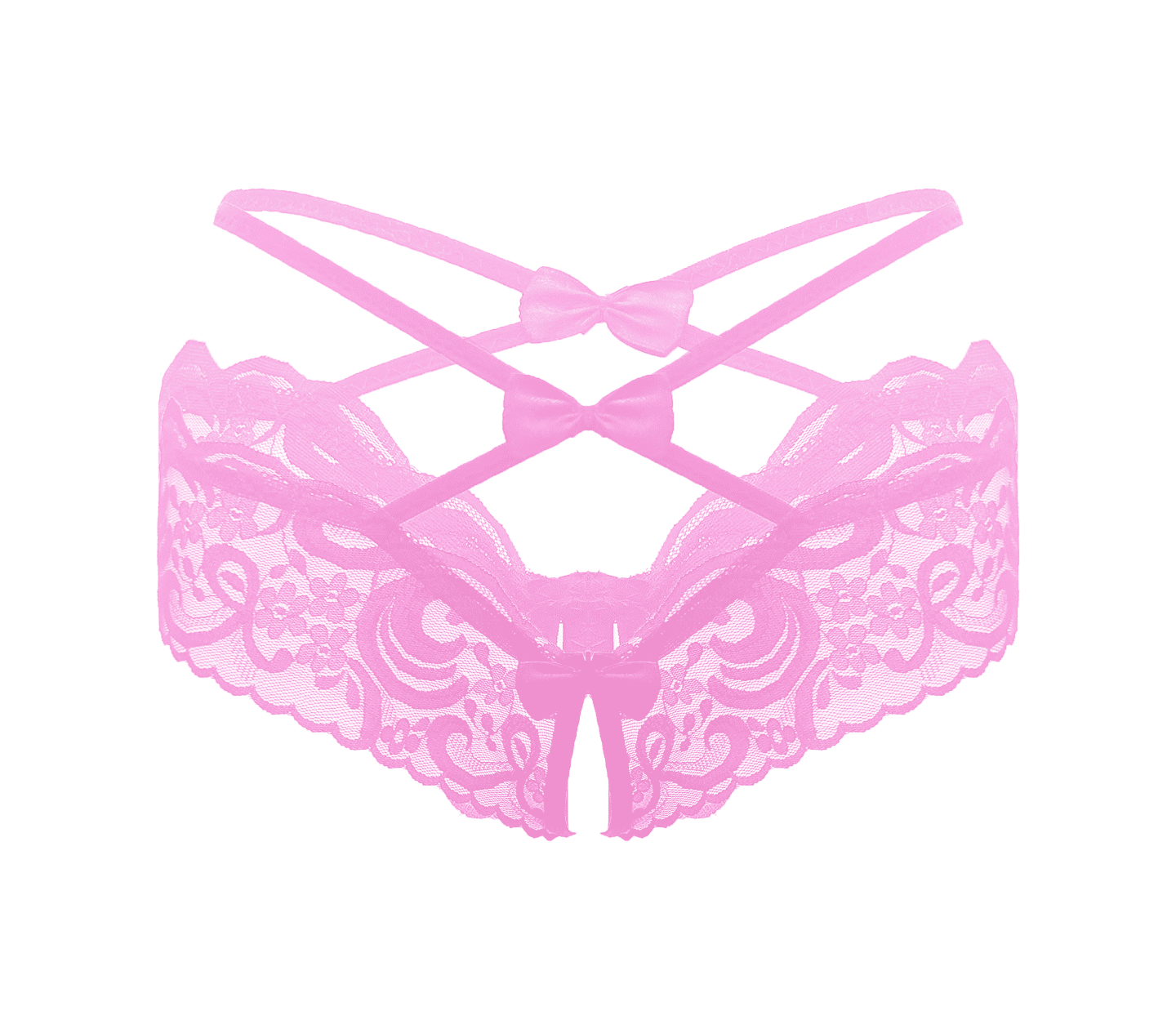 Crotchless Lace Panty - Baby Pink - divasdenau