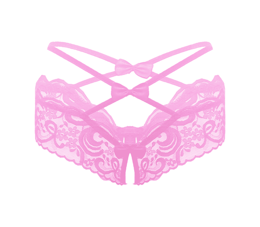 Crotchless Lace Panty - Baby Pink - divasdenau