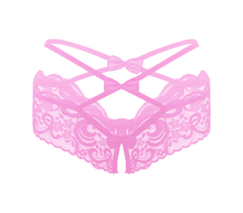 Load image into Gallery viewer, Love in Leather - Crotchless Lace Panty - Baby Pink