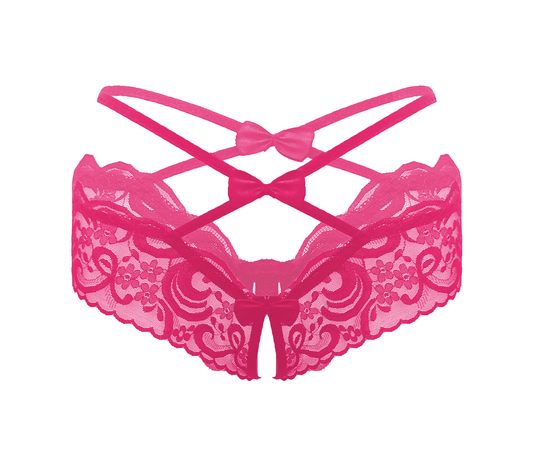 Crotchless Lace Panty - Hot Pink - divasdenau