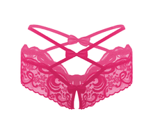 Load image into Gallery viewer, Love in Leather - Crotchless Lace Panty - Hot Pink