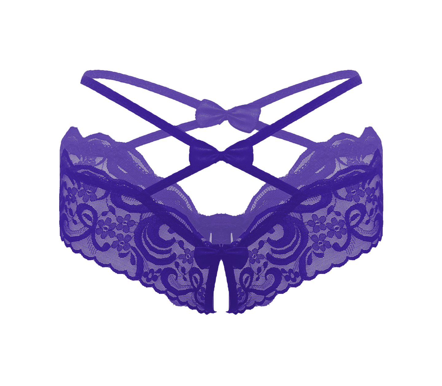 Crotchless Lace Panty - Purple - divasdenau