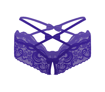 Crotchless Lace Panty - Purple - divasdenau