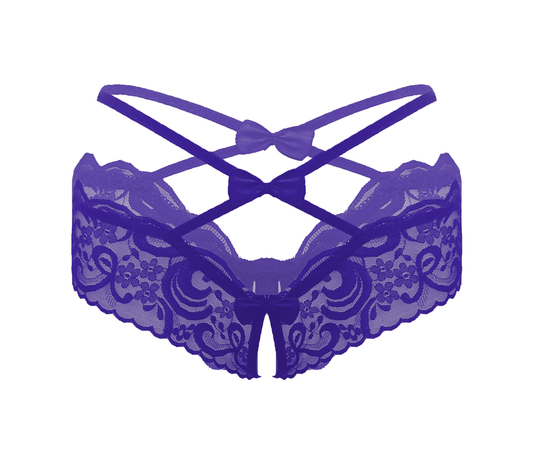 Crotchless Lace Panty - Purple - divasdenau