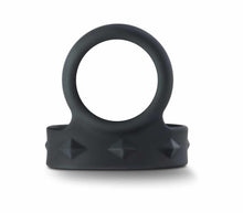 Load image into Gallery viewer, Love in Leather - Silicone Cock Ring with Adjustable Strap - Black