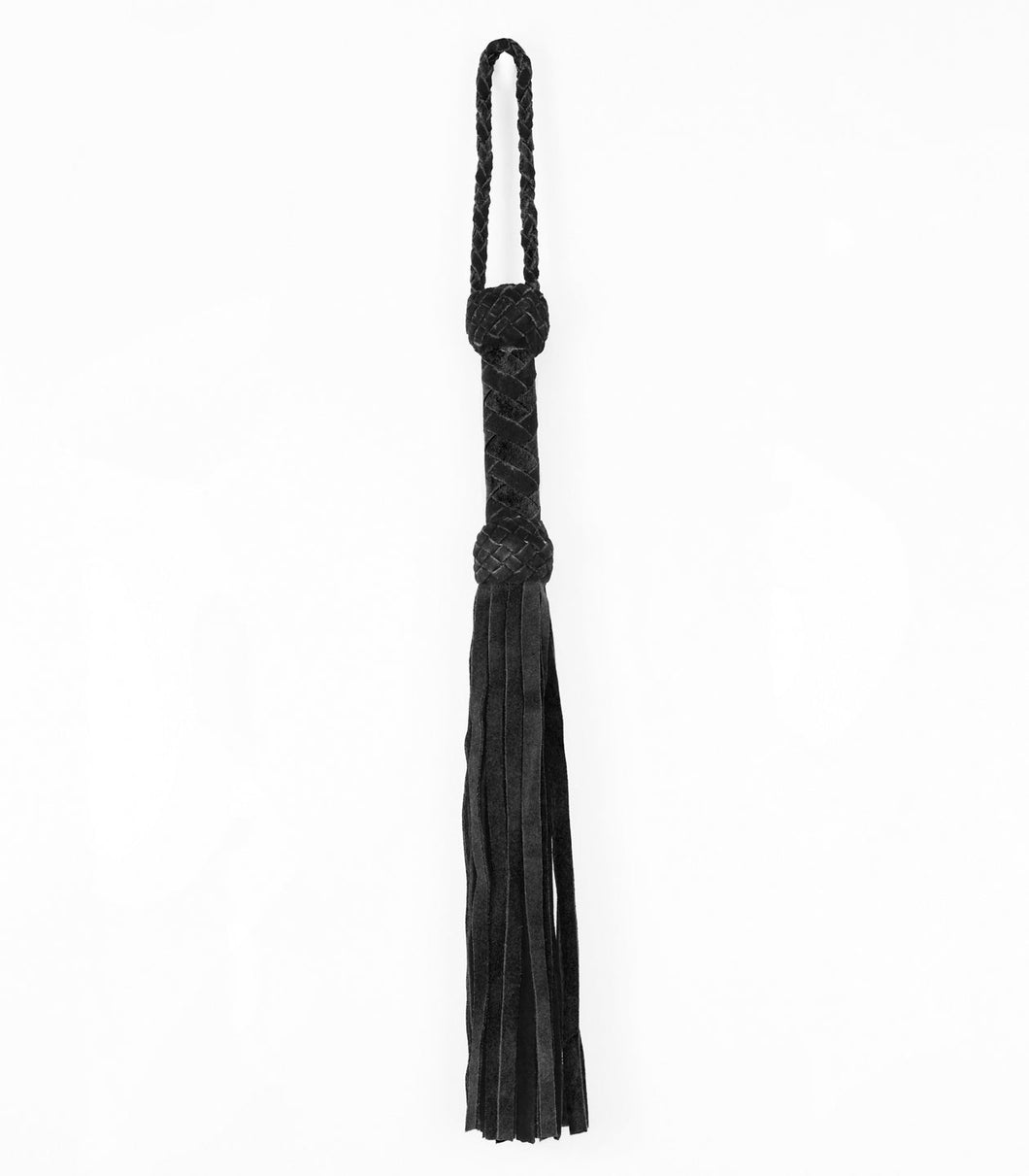 Suede Leather Whip with Turks Head Handle - Black 46cm