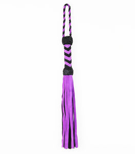 Suede Leather Whip with Turks Head Handle - Black & Purple 66cm