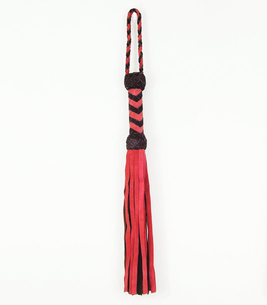 Suede Leather Whip with Turks Head Handle - Black & Red 66cm - divasdenau