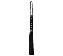 Load image into Gallery viewer, Suede Leather Whip with Studded Handle - Black