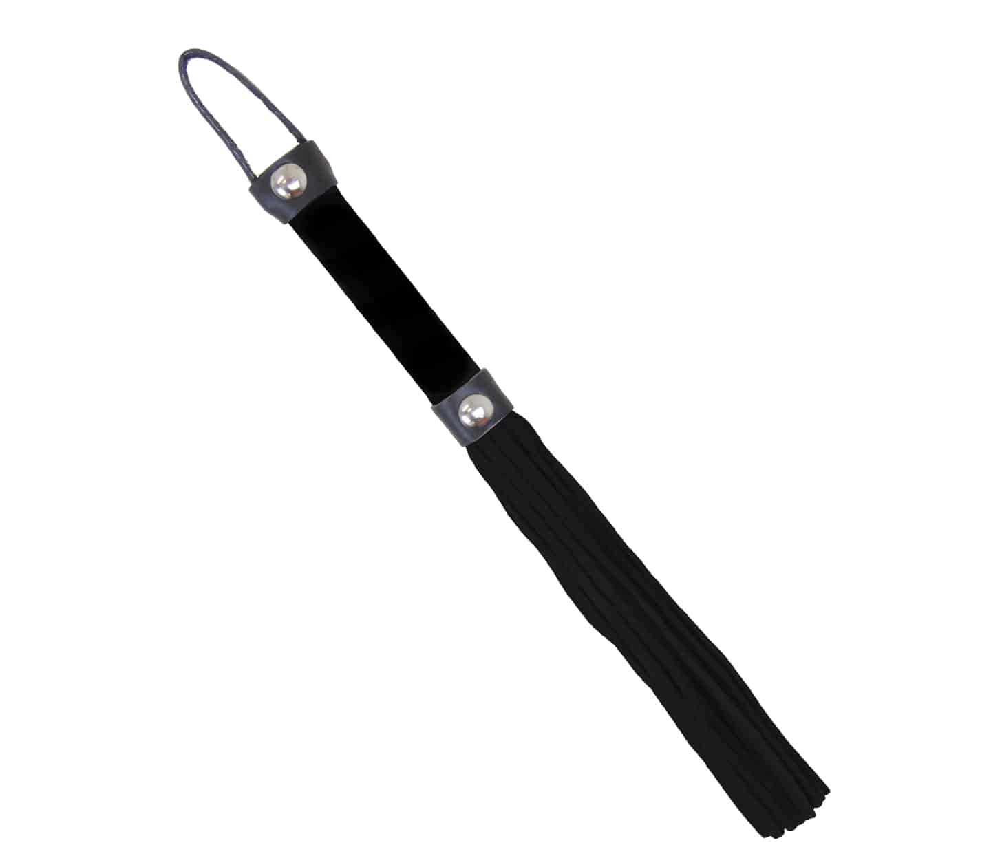Suede Willy Whip with Striped Handle - Black - divasdenau