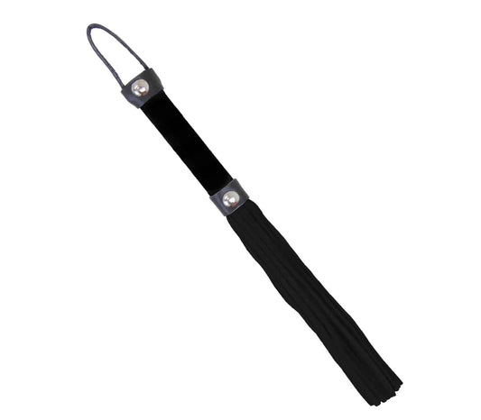 Suede Willy Whip with Striped Handle - Black - divasdenau