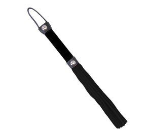 Suede Willy Whip with Striped Handle - Black