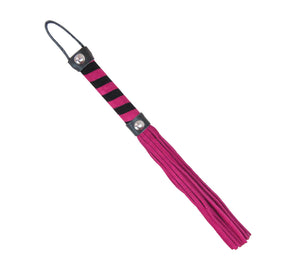 Suede Willy Whip with Striped Handle - Pink