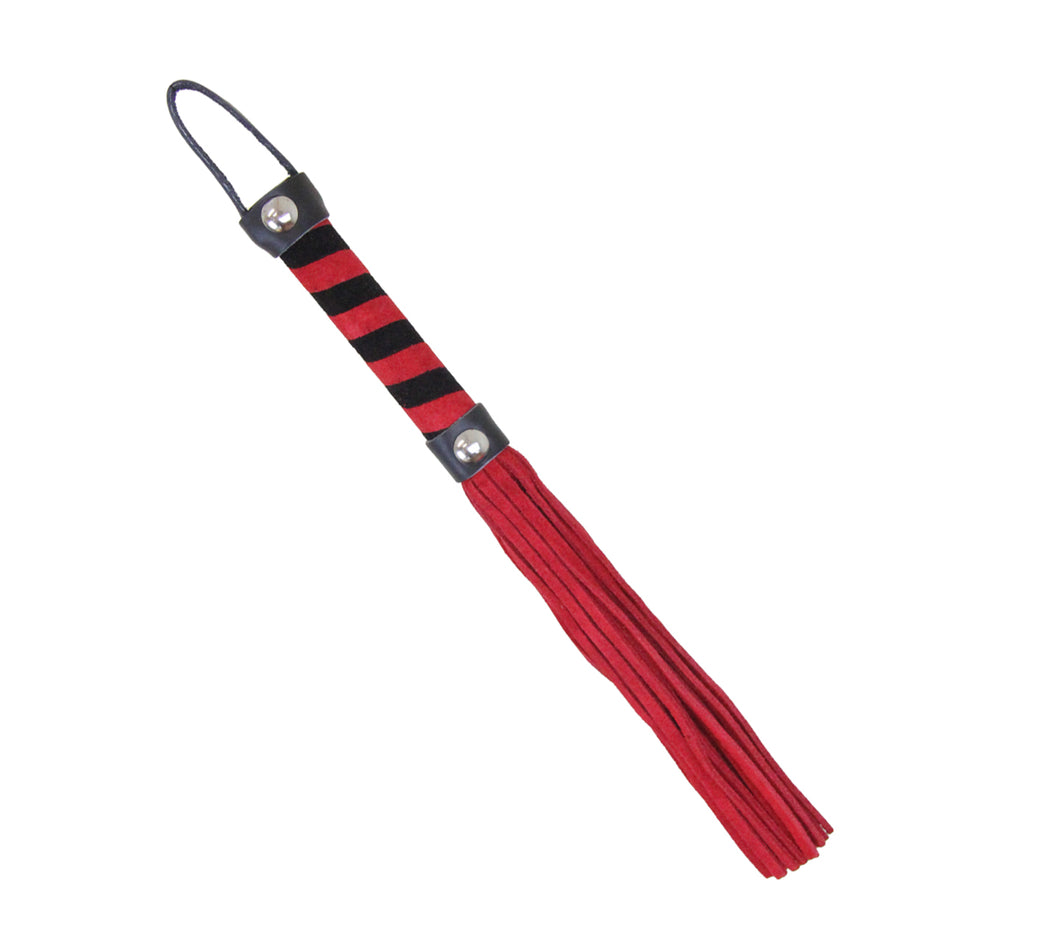 Suede Willy Whip with Striped Handle - Red