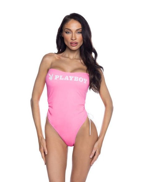 Playboy - Swimsuit with Ruched Side Ties & Removable Clear Straps - divasdenau