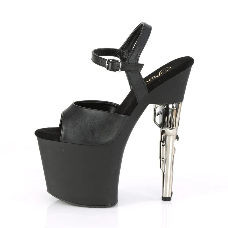 Pleaser - Bond Girl Platform Sandal - Black Faux Leather - divasdenau