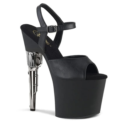 Pleaser - Bond Girl Platform Sandal - Black Faux Leather - divasdenau