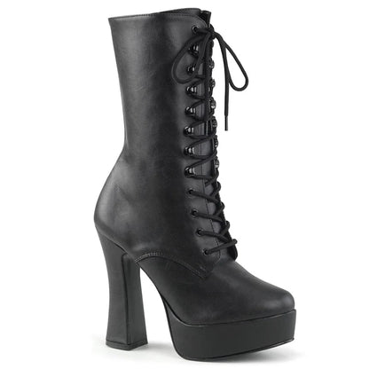 Pleaser - Electra Platform Ankle Boot - Black Faux Leather - divasdenau