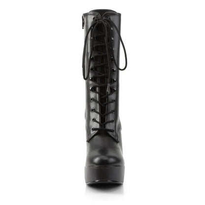 Pleaser - Electra Platform Ankle Boot - Black Faux Leather - divasdenau