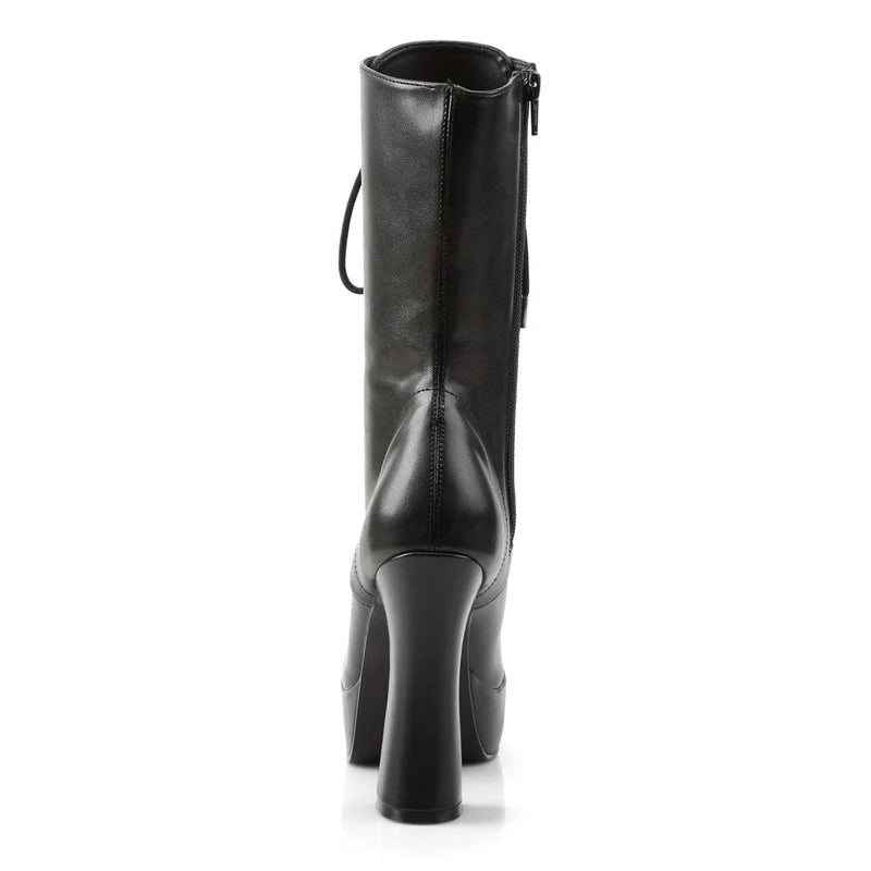 Pleaser - Electra Platform Ankle Boot - Black Faux Leather - divasdenau