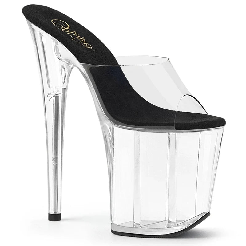 Pleaser - Flamingo Platform Sandal - Black Sole/Clear - divasdenau