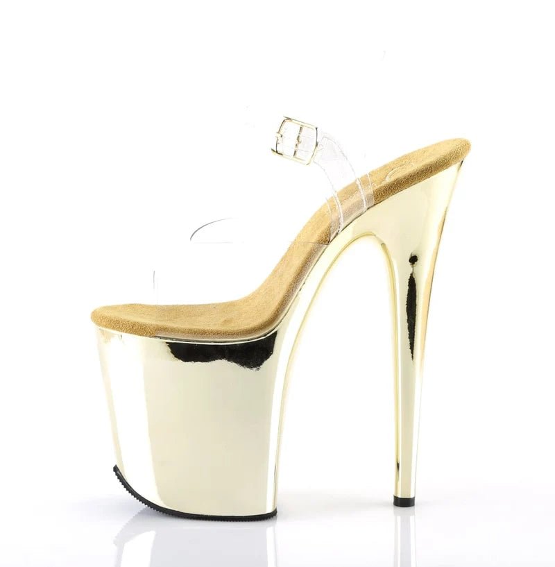 Pleaser - Flamingo Platform Sandal - Gold Chrome - divasdenau