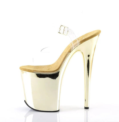 Pleaser - Flamingo Platform Sandal - Gold Chrome - divasdenau