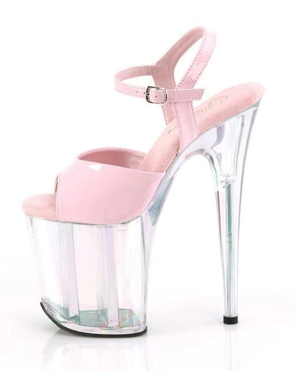 Pleaser - Flamingo Platform Sandal - Holographic Clear - divasdenau