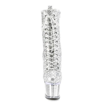 Pleaser - Spectator Ankle Boot - Silver Chrome Glitter - divasdenau