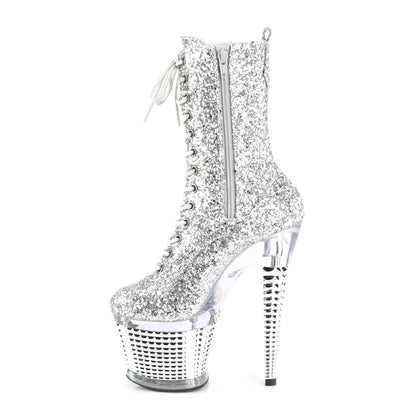 Pleaser - Spectator Ankle Boot - Silver Chrome Glitter - divasdenau