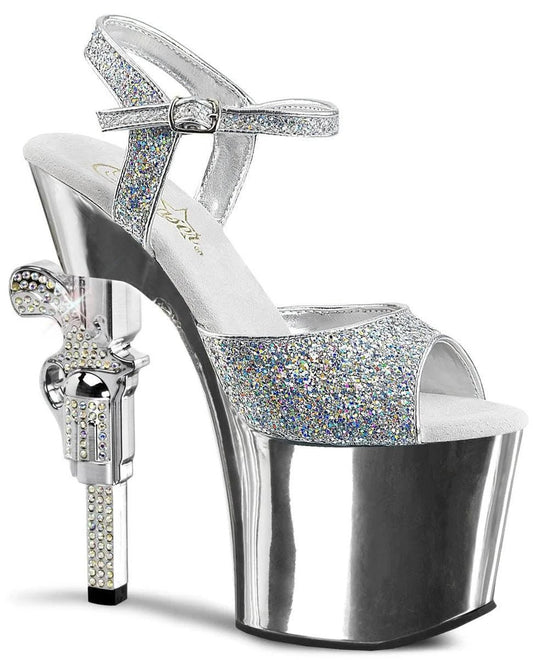 Pleaser - Diamond Revolver Platform Sandal - Silver - divasdenau