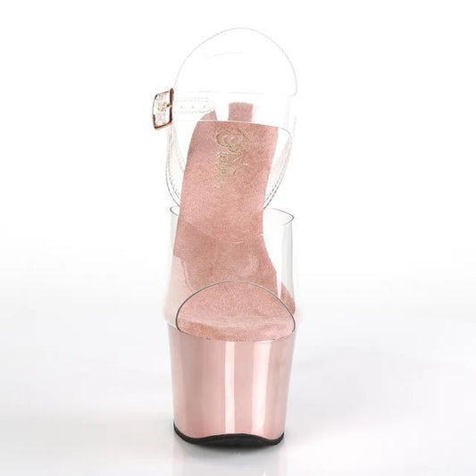 Pleaser - Sky - Rose Gold Platform Sandal - divasdenau