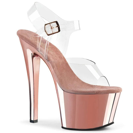 Pleaser - Sky - Rose Gold Platform Sandal - divasdenau