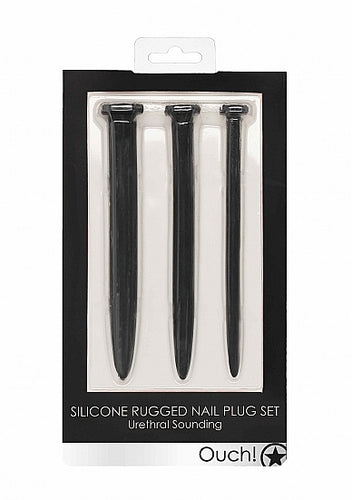 Ouch! - Silicone Rugged Nail Plug Set - Urethral Sounding