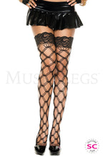 Load image into Gallery viewer, Music Legs - Stockings Thigh High Spandex Diamond Net Multi Strands