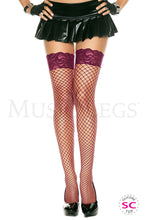 Load image into Gallery viewer, Music Legs - Stockings Thigh High Silicone Lace Top Diamond Net Spandex