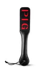 Load image into Gallery viewer, Love in Leather - Faux Leather Paddle &#39;Pig&#39; Imprint - Red &amp; Black