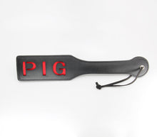 Load image into Gallery viewer, Love in Leather - Faux Leather Paddle &#39;Pig&#39; Imprint - Red &amp; Black