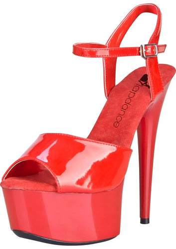 Red Platform Sandal with Strap - 6 inch Heel
